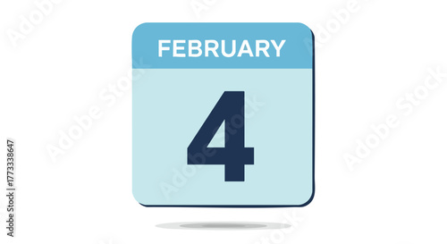 Simple illustration of a calendar icon displaying the date of February 4th on a white background offering a clear and concise visual for scheduling