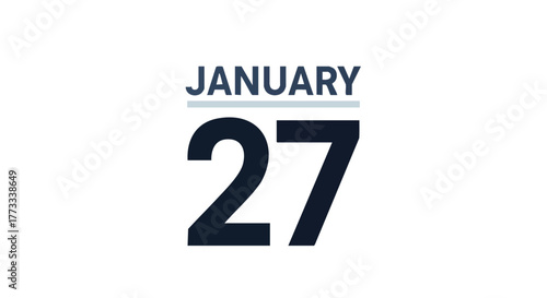 January 27th Calendar Date Reminder Event Notification Appointment Schedule Twenty Seventh Illustration Minimalist Graphic Design