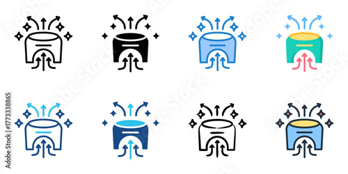 Air Purification icon set multiple style collection 
