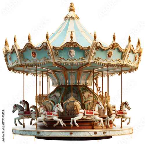 merry go round carousel, isolated background.