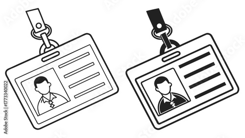 Two Employee ID Badges on Lanyards, Identity and Access Symbol, Corporate Security Pass Template, Ideal for Business Visuals and Design Elements