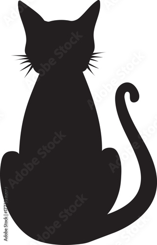 座った猫のシルエット、ベクターイラスト