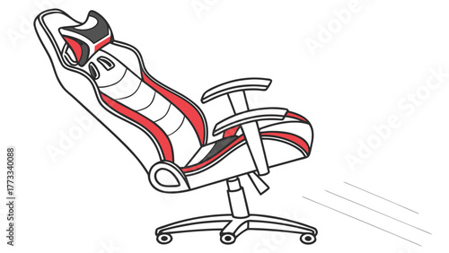 Dynamic gaming chair illustration for esports branding and digital marketing, perfect for streamer merchandise or creating a stylish gamer persona online
