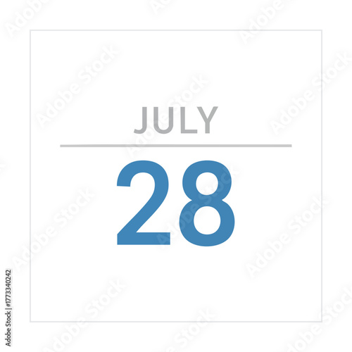 Calendar visualization displaying July 28th with a clean and minimalist design presentation