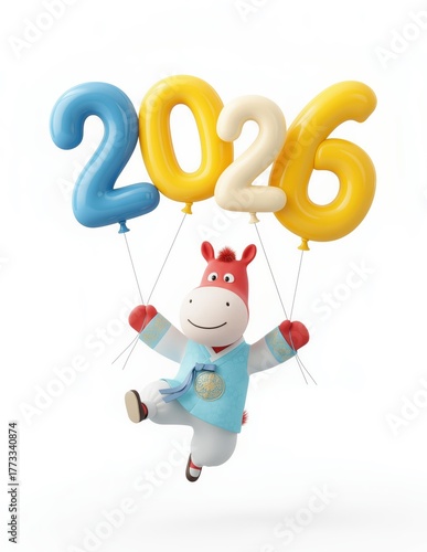 2026 말의 해 3D 캐릭터 일러스트
