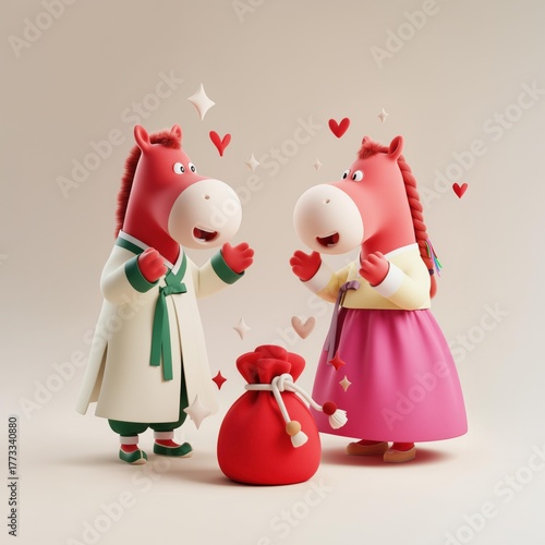 2026 말의 해 3D 캐릭터 일러스트
