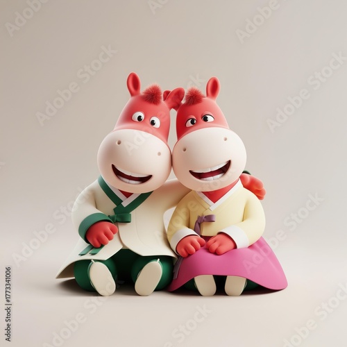 2026 말의 해 3D 캐릭터 일러스트
