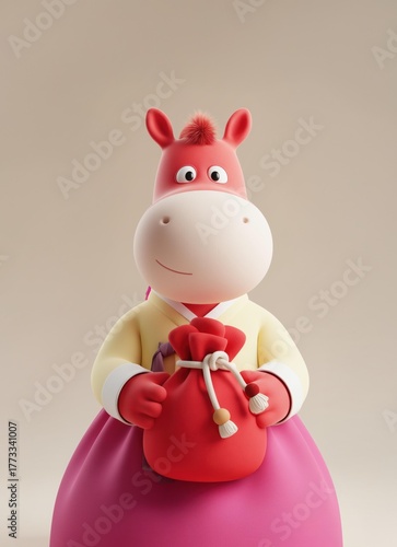 2026 말의 해 3D 캐릭터 일러스트
