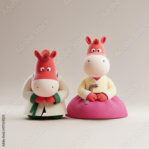 2026 말의 해 3D 캐릭터 일러스트
