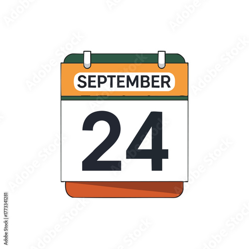 Illustrative depiction of a desk calendar indicating the date September 24 marked clearly