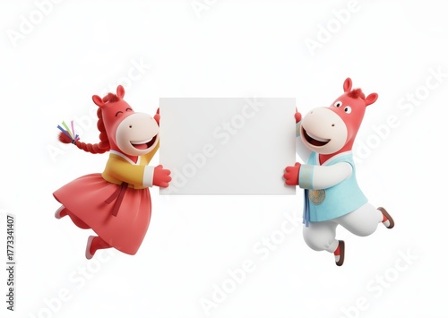 2026 말의 해 3D 캐릭터 일러스트
