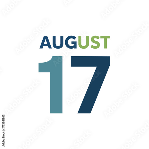 August seventeenth date vector graphic, signifying a specific day on the calendar illustration celebration event date reminder special occasion  day