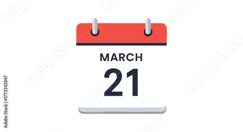Stylized calendar icon highlighting March 21st, symbolizing a date reminder or appointment notification