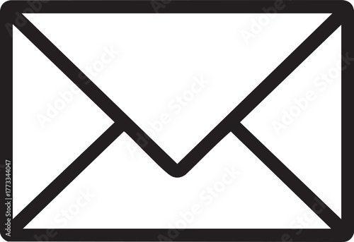 Black Envelope Outline – Minimal Email and Communication Vector