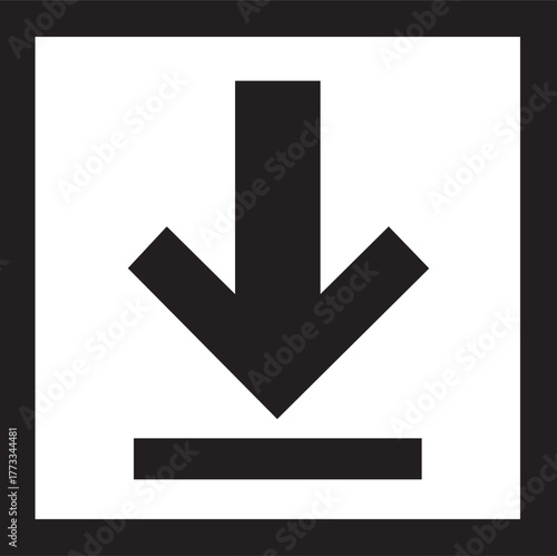 Black Download Arrow Inside Box – Minimal Data Transfer Vector Icon