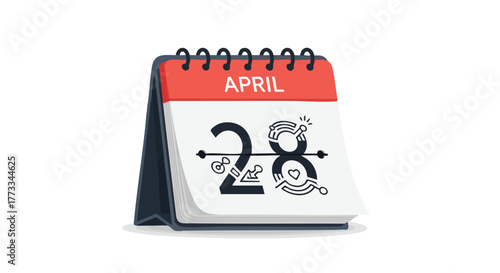 April 28th engagement date on calendar illustration, a creative representation for setting reminders and celebrating a unique day