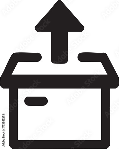 Black Upload Arrow from Box – Minimal Data Sharing Vector Icon