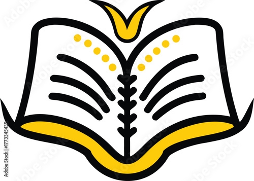 Sacred bhagavad gita book icon for spiritual and religious use