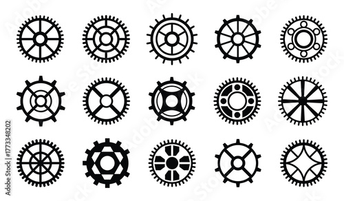 Gears icon set. Setting gears icon. Simple Gear wheel collection. Cogwheel.  Simple outline isolated elements. Vector illustration.
