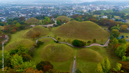 Cuadro en lienzo Autumn of Daereungwon ancient tomb in Gyeongju, Korea