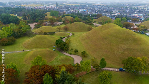 Cuadro en lienzo Autumn of Daereungwon ancient tomb in Gyeongju, Korea