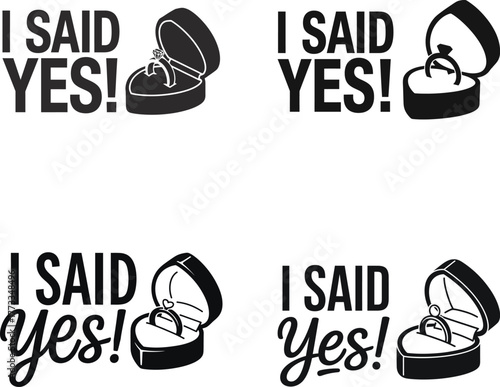 Four i said yes engagement ring box designs with different fonts