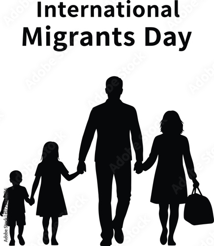 Silhouette of family holding hands for International Migrants Day