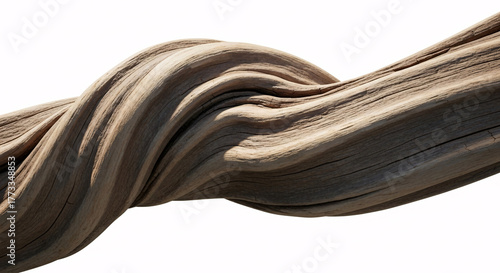 Twisted weathered wood texture isolated on white background