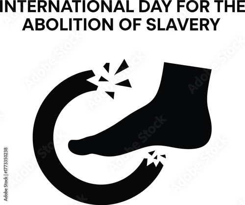 International Day for the Abolition of Slavery logo with broken chain and footprint