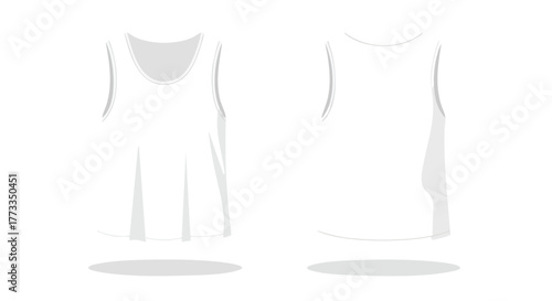 Basic white tank top vector illustration showcasing front and back views for apparel design and mockups with clean design 98 characters