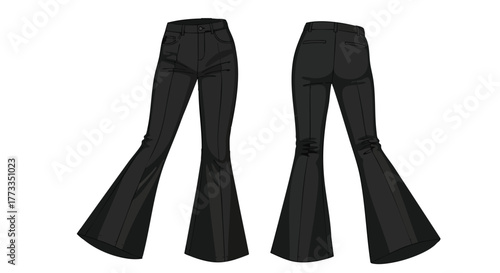 Elegant flared trousers in dark fabric showcasing modern design and fashionable silhouette perfect for various style applications