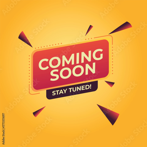 Eye catching coming soon banner with modern design and vibrant colors for announcements and marketing campaigns stay tuned for the big reveal