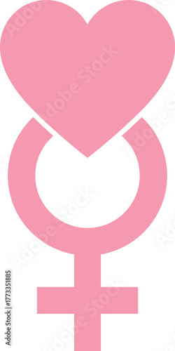 Pink heart symbol combined with female gender symbol female symbol love