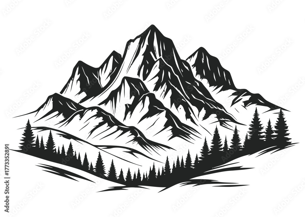 Obraz premium Mountain range landscape illustration