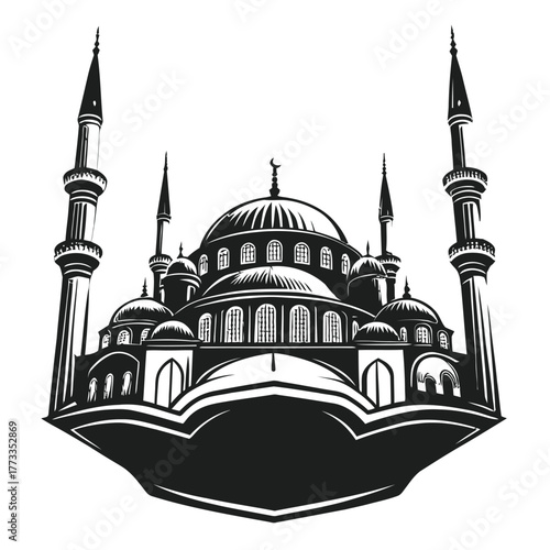 Mosque architecture vector illustration