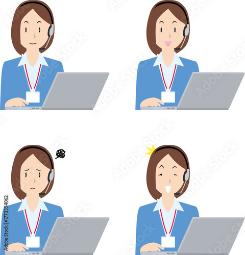 ノートPCと女性コルセンスタッフ①