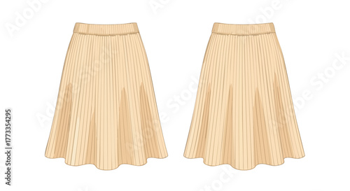 Elegant Pleated Skirt Illustration: A Stylish Design for Fashion and Apparel Projects