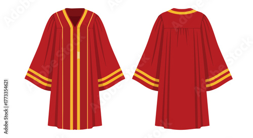 Academic Regalia Depicting a Scarlet Graduation Gown for Scholars Ceremony and Event Achievement