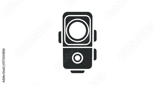 Stylized black silhouette of a vertical portable digital voice recorder with a prominent oval microphone and a circular button