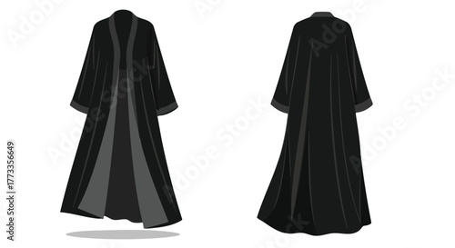 Elegance in Simplicity: A Black Abaya Showcase with Detailed Design and Graceful Flowing Silhouette