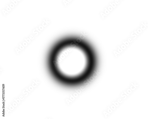 Soft black glowing ring with smooth gradient light fading into white background. Minimal circular energy shape symbolizing technology, balance, and calm. Perfect for digital art, and design pro