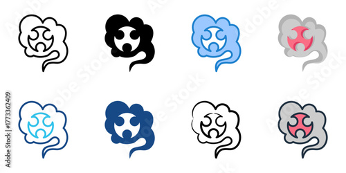 Airborne Chemicals icon set multiple style collection 
