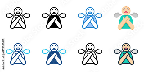 Breathing Difficulties icon set multiple style collection 
