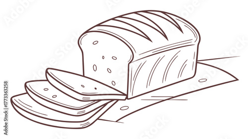 Freshly baked loaf of bread, sliced and ready to serve, perfect for sandwiches, toast, or a delicious side with dinner, comfort food concept