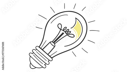 Bright idea shining, innovative thinking concept for business brainstorming, modern solution, creativity, inspiration, and imagination, new discovery moment