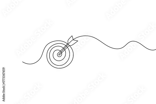 Target with an arrow silhouette vector minimal icon symbol of goal success and business accuracy design
