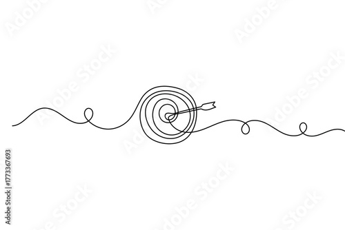 Target with an arrow silhouette vector minimal icon symbol of goal success and business accuracy design
