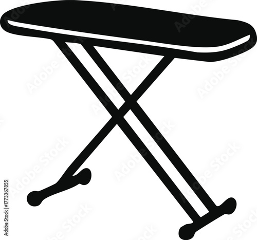Folding ironing board with X legs side view