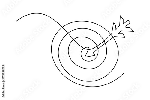 Target with an arrow silhouette vector minimal icon symbol of goal success and business accuracy design
