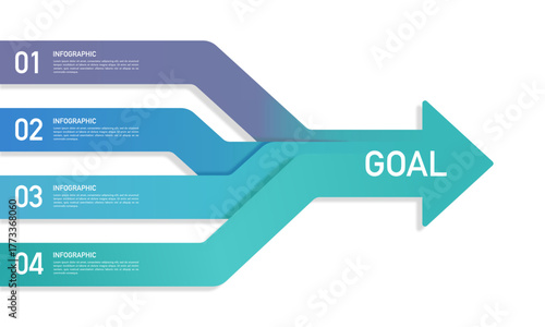 Infographic business presentation 4 options to goal. Infographic Arrows. Banner, Plan and Strategy. Vector illustration.